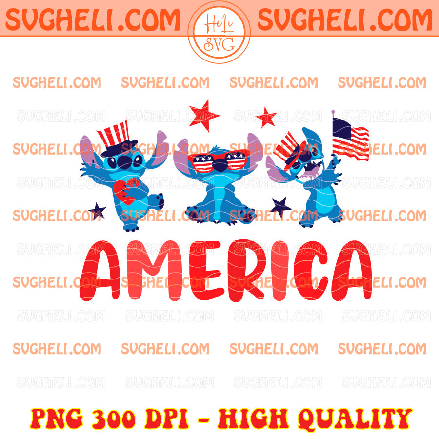 America Stitch Disney 4th Of July Png Stitch 4th Of July Png