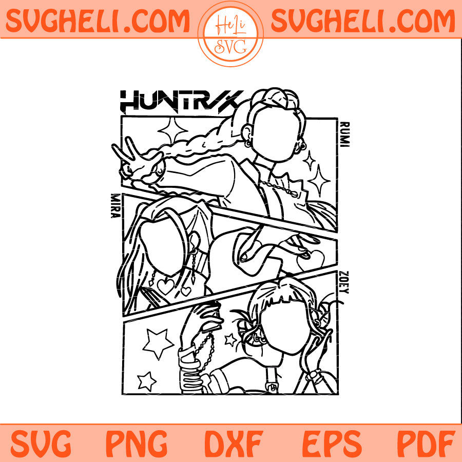 Anime Huntrix Girl Team Svg Kpop Demon Hunters Movie Svg