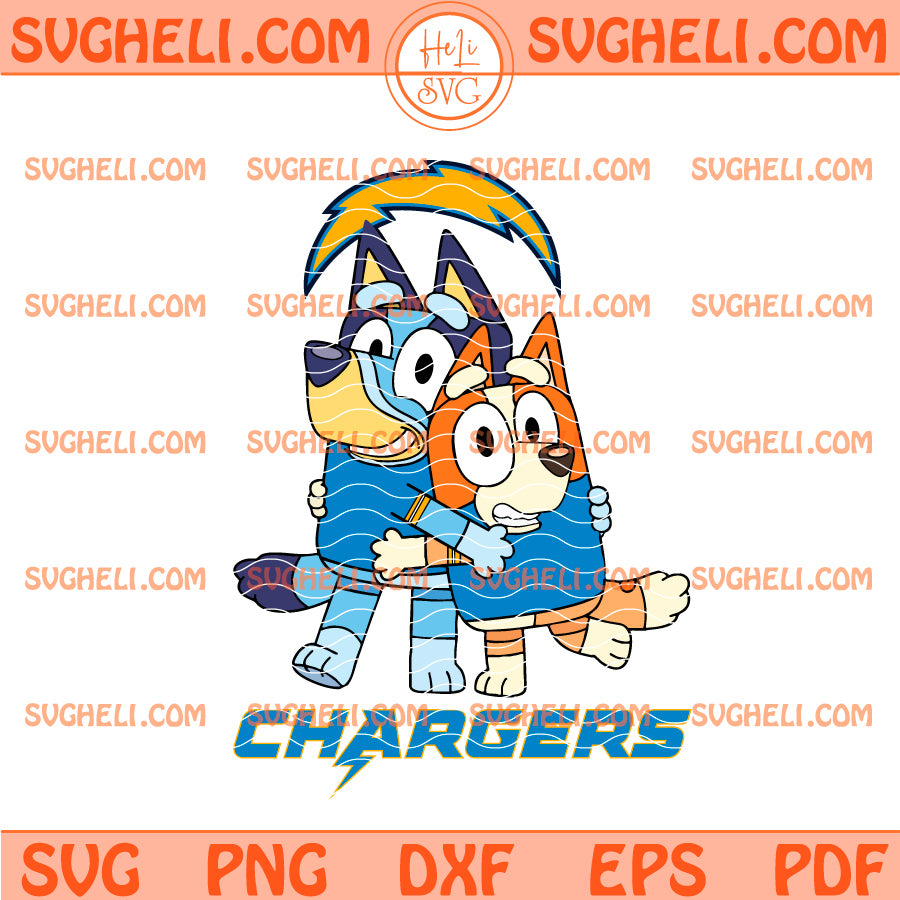 Bluey and Bingo Los Angeles Chargers Football Svg