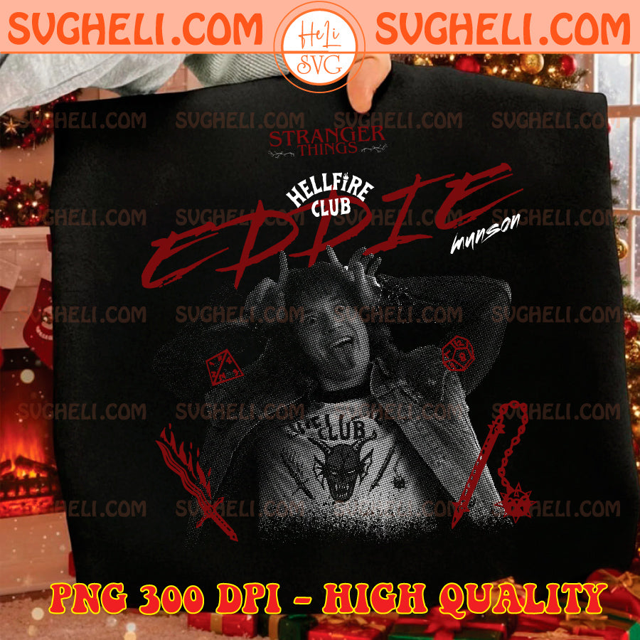 Eddie Munson Stranger Things PNG Two Color DTF Design