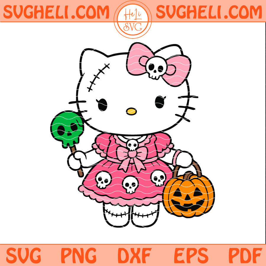 Hello Kitty Halloween Svg, Hello Kitty Trick Or Treat Svg, image size:900x900