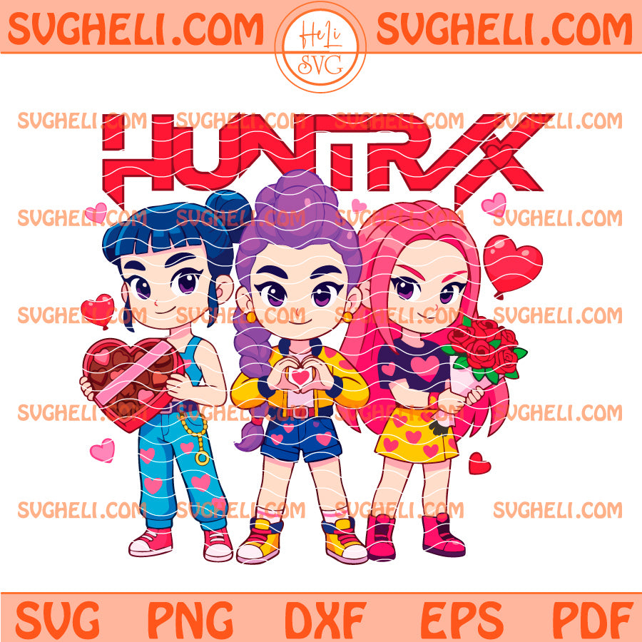 Huntrix Anime Girl Group Valentine Svg Mira Rumi Zoey Svg