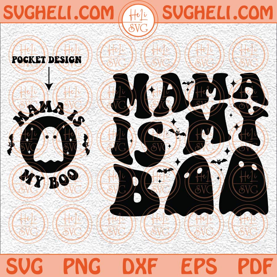 Mama Is My Boo Svg Retro Wavy Text Svg Kids Halloween Svg Mom Svg