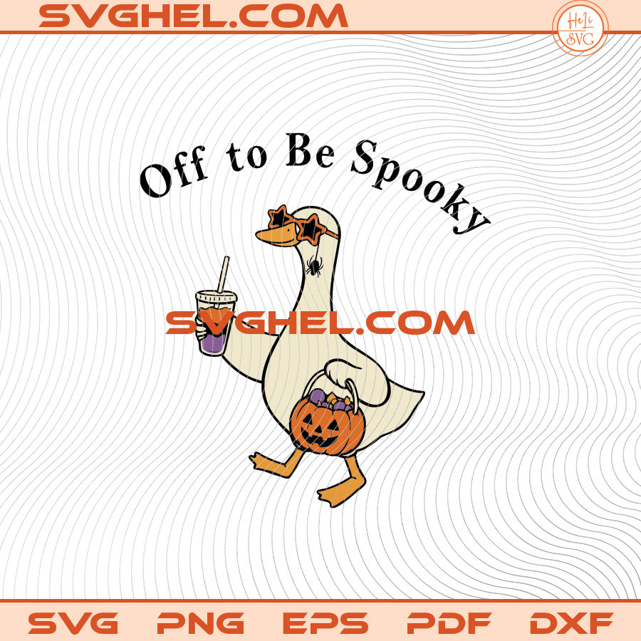 Off To Be Spooky Goose Holding Coffee Pumpkin Svg Goose Svg