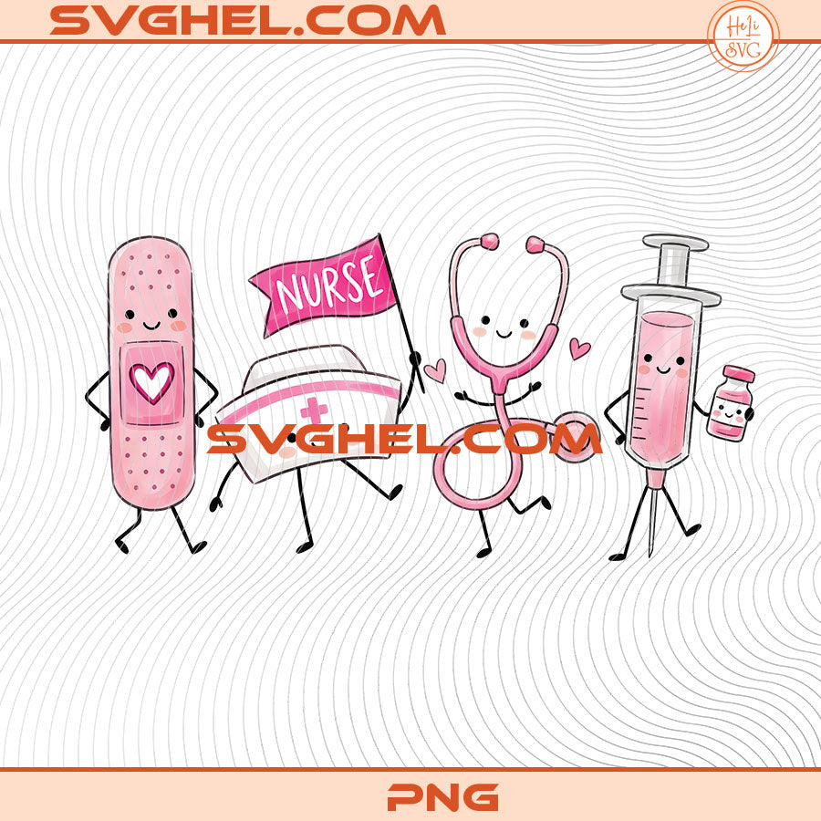 Preppy Pink Nurse Doodle Png Colorful Nurse Characters Png