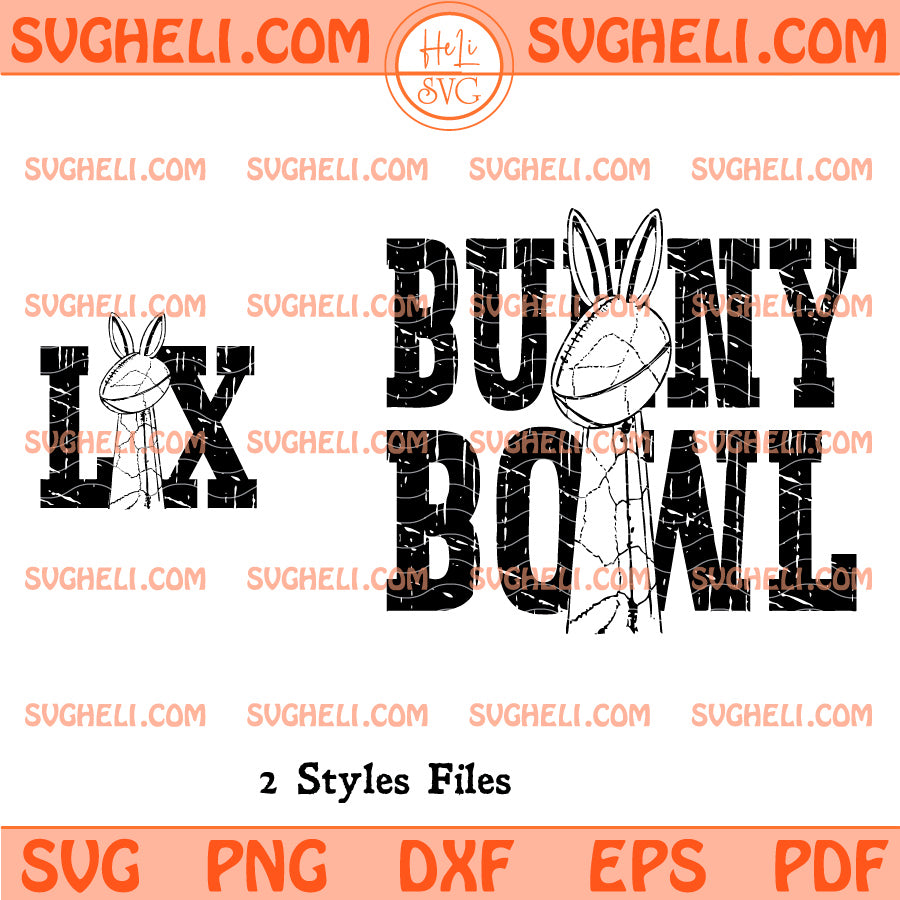 Retro Bad Bunny Svg design featuring Bunny Bowl text and graphic in two styles, perfect for crafting and DIY projects.