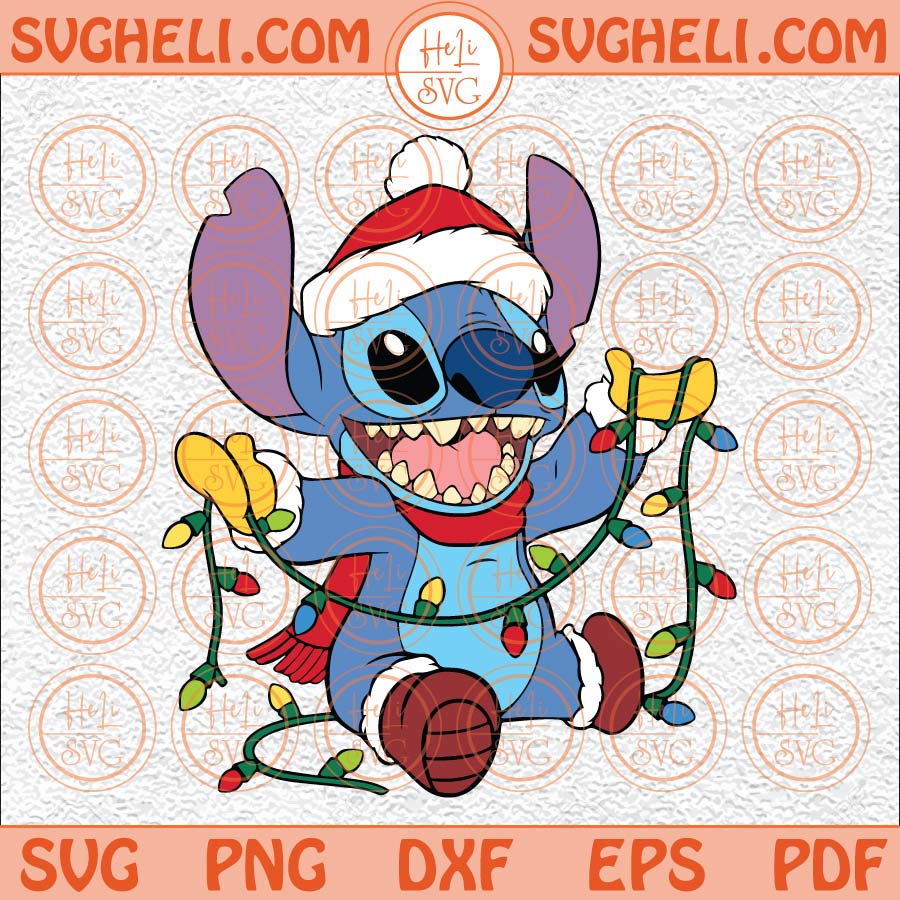 Stitch Christmas Lights Stanley SVG