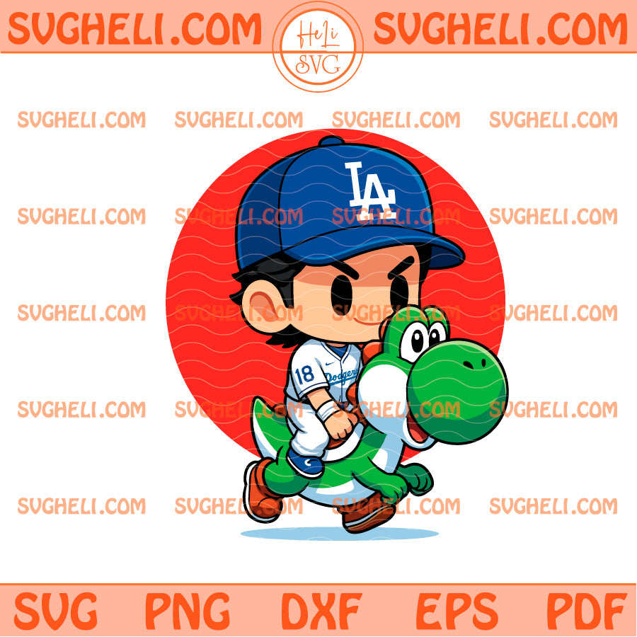 Yoshi Yoshinobu Yamamoto Dinosaurs Los Angeles Dodgers Svg