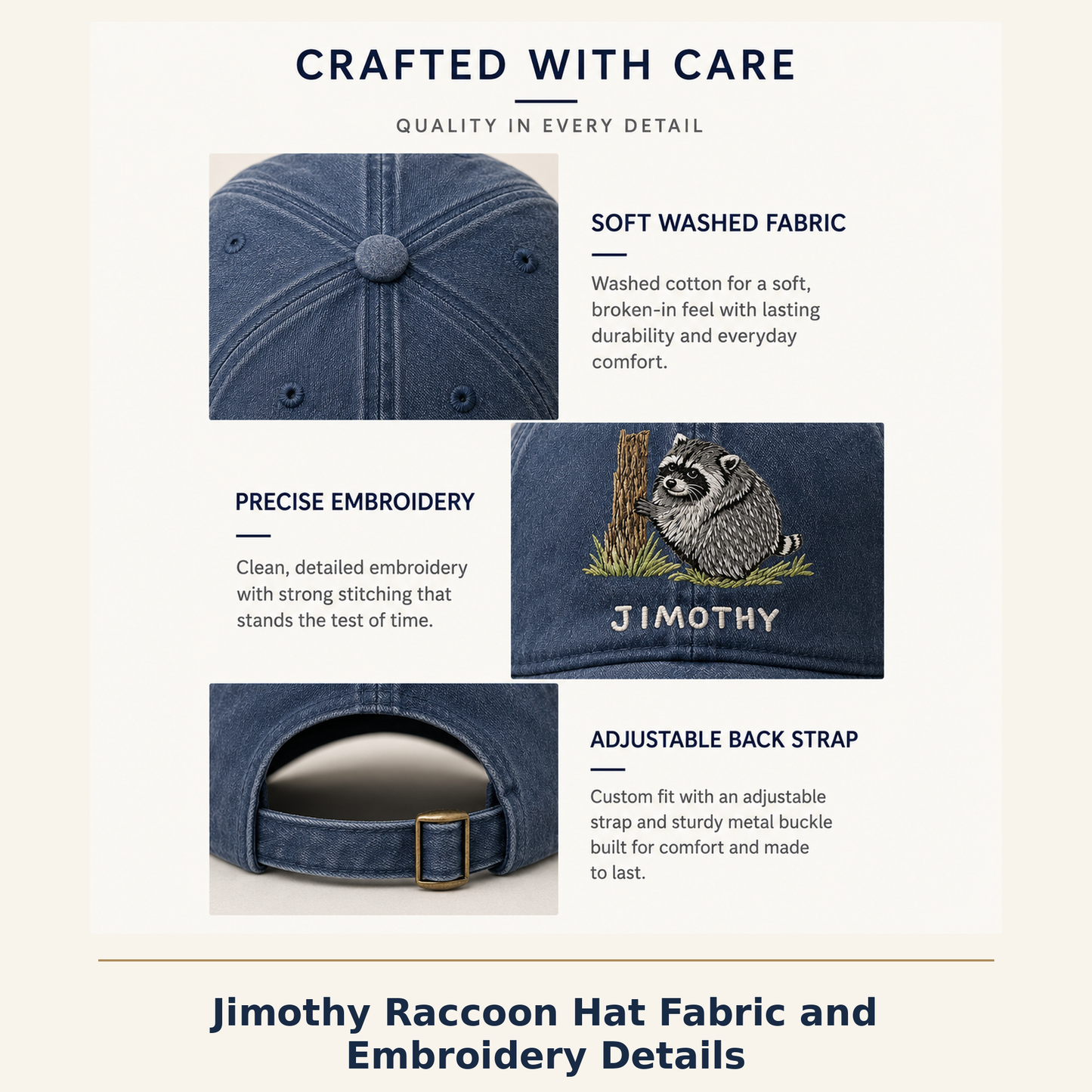 Viral Seattle Jimothy Raccoon Embroidered Baseball Cap