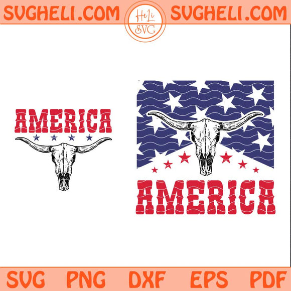 4th Of July Cow Head Svg Retro 4th Of July Svg Western Svg Png Dxf Eps Files