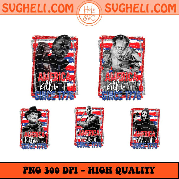 4th Of July Horror Png Bundle America Killing It Png Sublimation Files