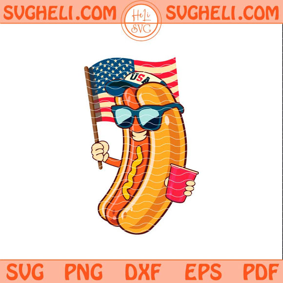 4th Of July Hotdog Svg Hot Dog Svg Retro Usa Svg Png Dxf Eps Files