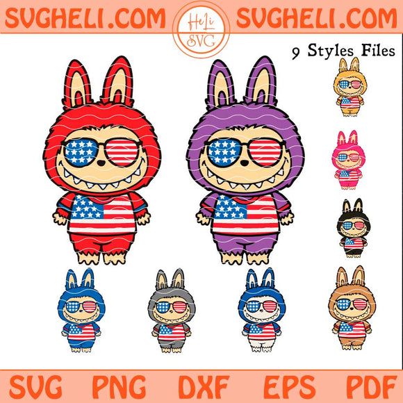 4th Of July Labubu Svg Bundle Patriotic Labubu Svg Png Dxf Eps Files