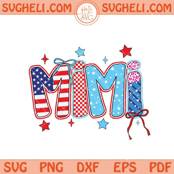 4th of July Mimi Svg American Mimi Checkered Svg Png Dxf Eps Files