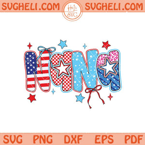4th of July Nana Svg American Nana Checkered Svg Png Dxf Eps Files