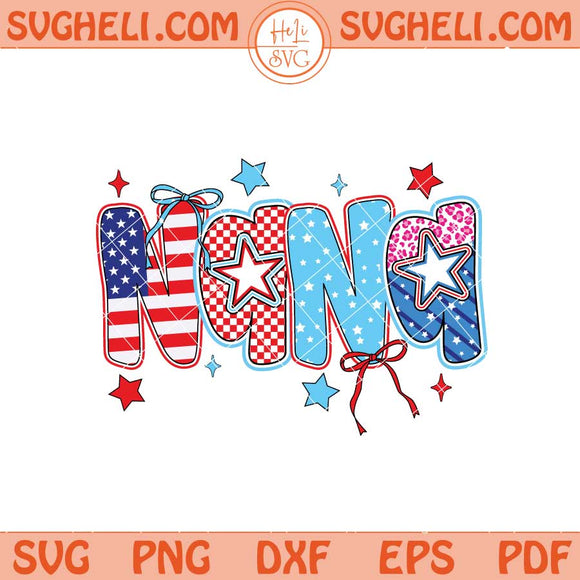 4th of July Nana Svg American Nana Checkered Svg Png Dxf Eps Files