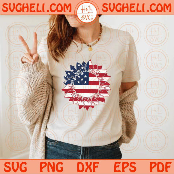 4th of July Sunflowers Svg Patriotic Sunflower Svg Flag Sunflower Svg Png Dxf Eps Files