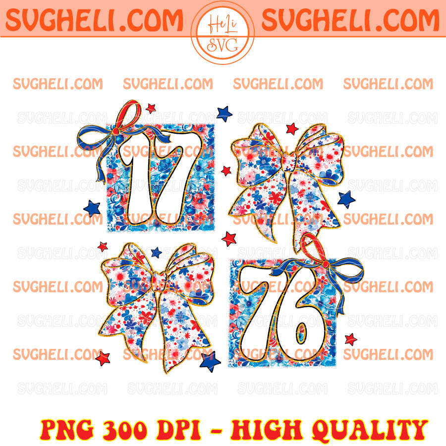 America 1776 Coquette Bow Png 4th Of July Png