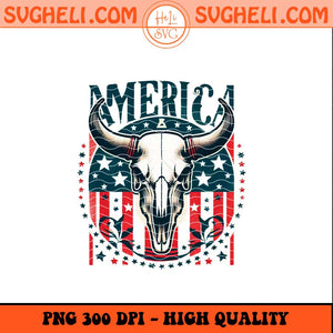 America Cow Skull Png Western Bull Skull USA Flag Png Sublimation Files