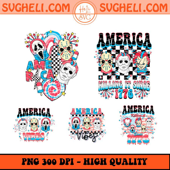 America Killing It Since 1776 Png Bundle Horror America Png Sublimation Files