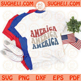 America Svg Wavy Stacked Retro 4th of July Svg Patriotic Svg Freedom Svg Png Dxf Eps Files