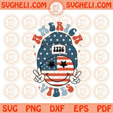 America Vibes Svg Patriotic Flag Smiley Face Retro 4th of July Svg Png Dxf Eps Files