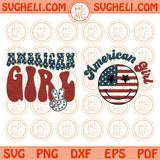 American Girl Svg Patriotic Girl Svg Smiley Retro 4th of July Svg Png Dxf Eps Files