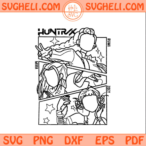 Anime Huntrix Girl Team Svg Kpop Demon Hunters Movie Svg
