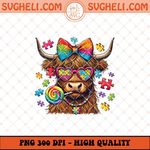 Autism Highland Cow Png Autism Awareness Coquette Png Sublimation Files