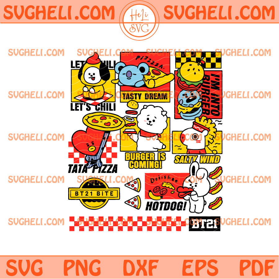 BTS BT21 Bite Fast Food Svg, BT21 BTS Kpop Svg
