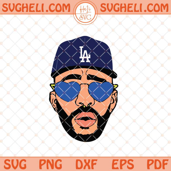 Bad Bunny Face LA Dodgers Svg Bad Bunny LA Dodgers Svg Png Dxf Eps Files