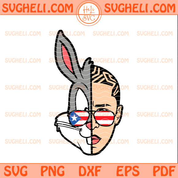 Bad Bunny Face SuperBowl Svg Puerto Rican Football Svg