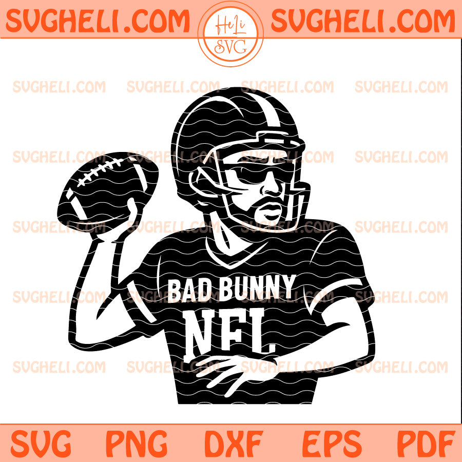 bunny with football helmet Bad Bunny Player Football Svg, Bad Bunny Super Bowl LX Svg