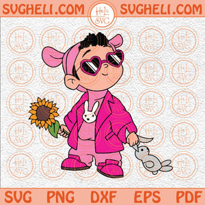 Bad Bunny With Sunflower Svg Baby Benito Svg Cute Bad Bunny Svg Png Dxf Eps Files