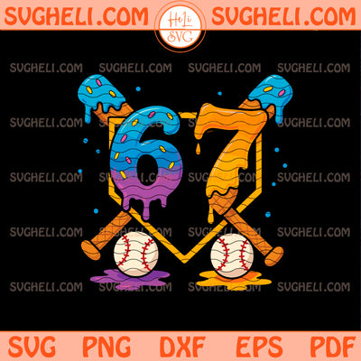 Baseball Drip Number 67 Player Or 67th Birthday Svg