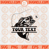 Bass Fishing Monogram Svg Bass Fish Custom Name Frame Svg Hook Svg Png Dxf Eps Files