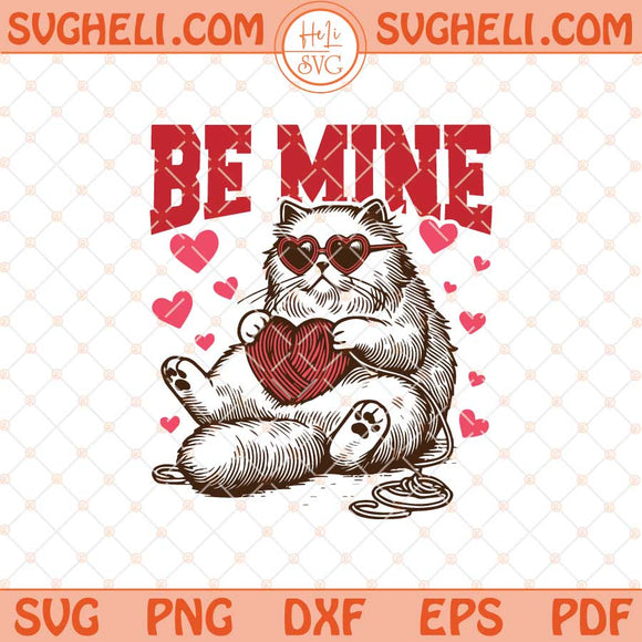 Be Mine Svg Valentine Animals Svg Cute Heart Cat Lover Svg Dxf Eps Files