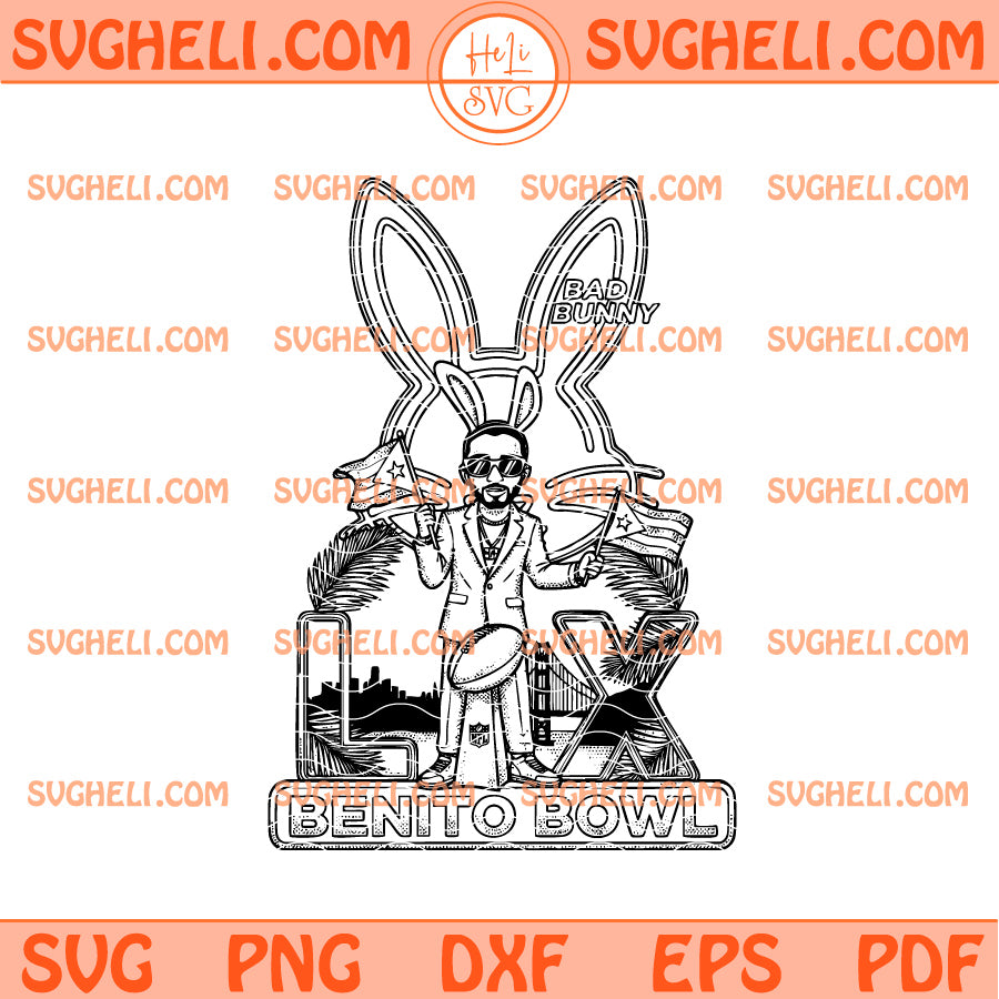 Benito Bunny Trophy Svg Bad Bunny Super Bowl LX 2026 Svg