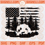 Bigfoot With Us Flag In Mountains Svg Sasquatch Svg Yeti Svg Png Sublimation Dxf Eps Files