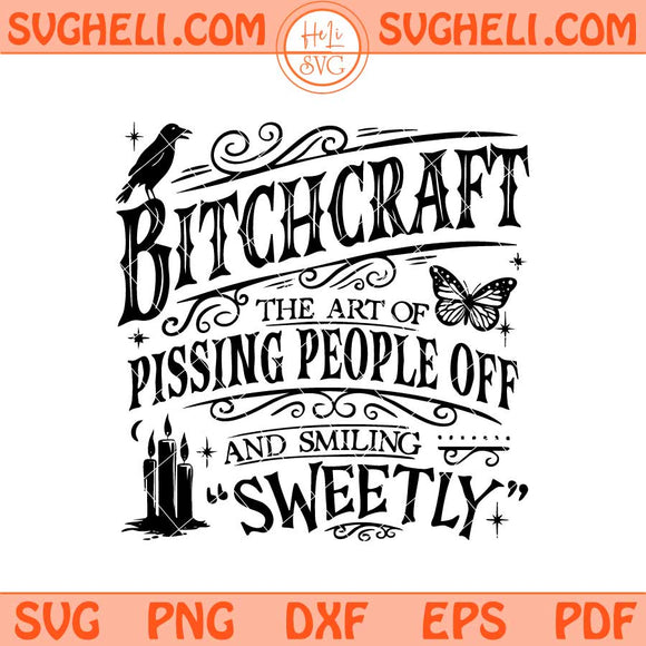 Bitchcraft Svg Funny Halloween Svg Vintage Witch Svg Png Dxf Eps Files