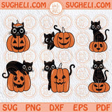 Black Cat and Pumpkin Svg Cute Cat Halloween Pumpkins Png for Kids Svg Png Sublimation Dxf Eps Files