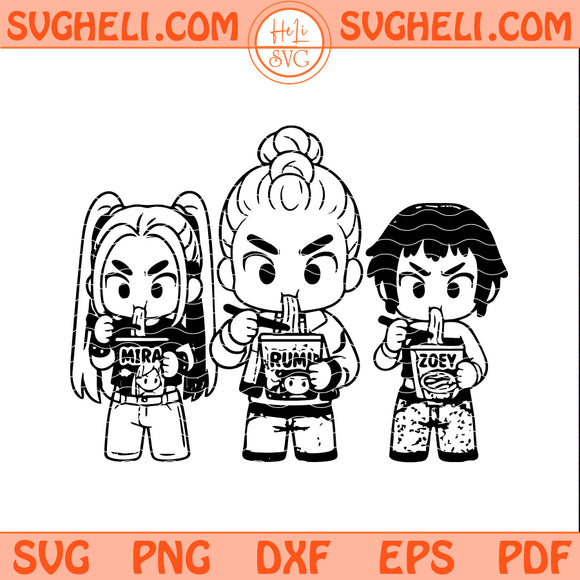 Black & White Huntrix Chibi Svg Huntrix Chibi Svg Png Dxf Eps Pdf Files