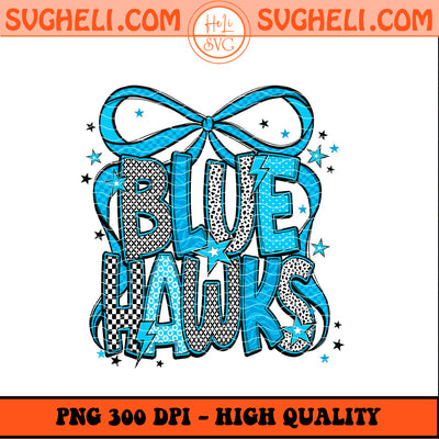 Blue Hawk Coquette Bow Png Blue Hawk With Bow Png Sublimation Design