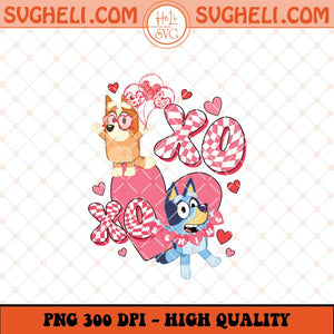 Bluey Couple XOXO Valentine Png Valentine Bluey Dog Png Sublimation Files