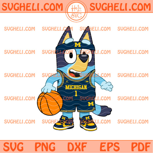 Bluey Dog Michigan Wolverines Basketball Svg Michigan Svg