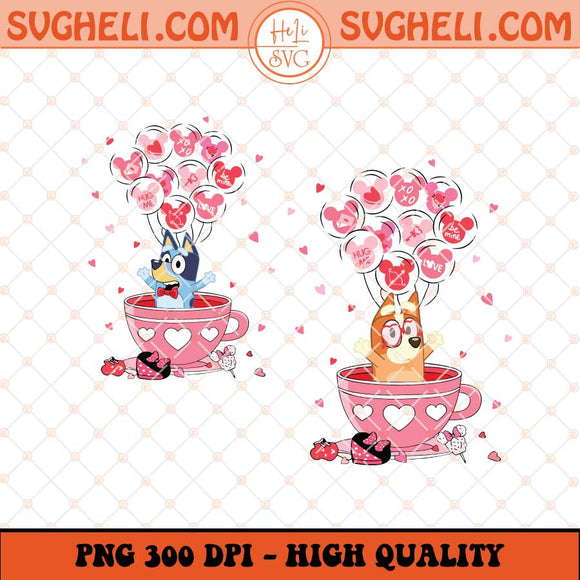 Bluey Dog Valentine Tea Cup Png Bingo Valentine Tea Cup Png Sublimation Files