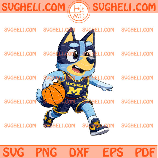 Bluey Michigan Wolverines Basketball Svg Bluey Michigan Svg