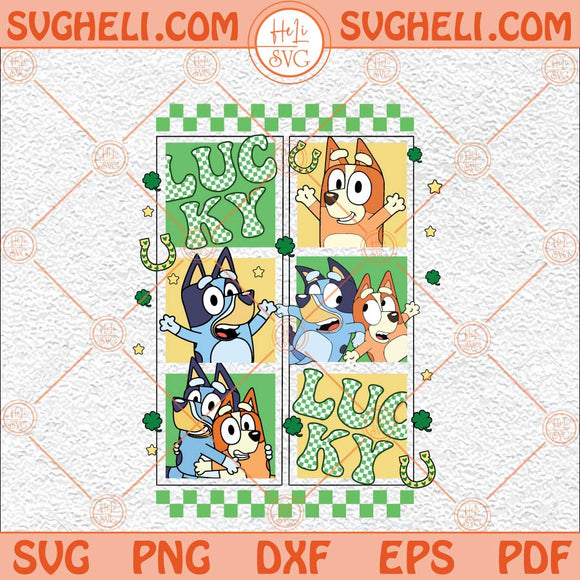 Bluey Patrick's Day Svg Checkered Lucky Svg Lucky Vibes Svg Png Dxf Eps Files