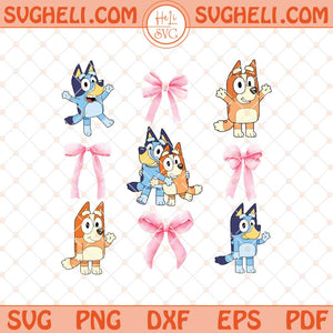 Bluey Pink Coquette Bows Svg Pink Bluey Mom & Daughter Svg Png Dxf Eps Files