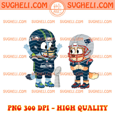 Bluey Seattle Seahawks Vs New England Patriots SuperBowl Png